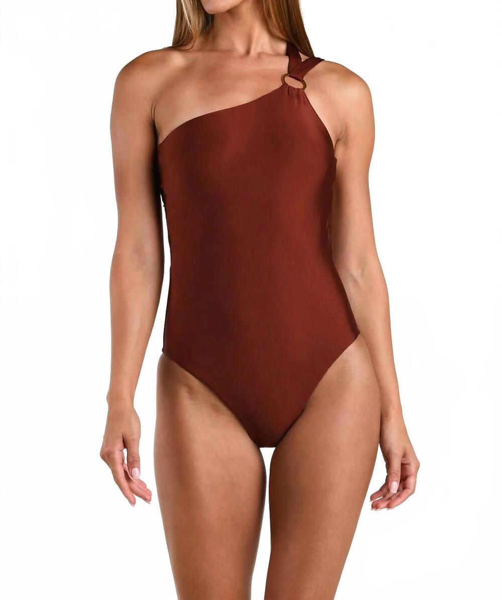 NEW SUNSHINE 79 one shoulder one piece swimsuit in mahogany